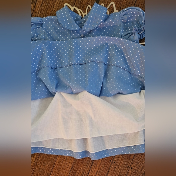 C.I.Castro & Co Vintage Classic Blue & White Dress w/ Puff Sleeves Size 12 M - Picture 5 of 6
